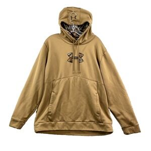 Under Armour Hoodie Mens 2XL Brown Camo Logo Sportswear Athleisure Activewear